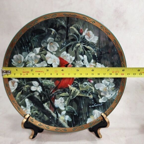 2 Bradex China Plates Ltd Ed. 'CARDINALS IN WINTER' & 'EARLY MORNING RAIN' - Picture 7 of 9